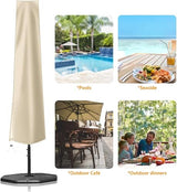 OKPOW Umbrella Cover 420D Oxford Fabric Patio Umbrella Covers Waterproof with Zip, for 9ft to 12ft Garden Outdoor Umbrella (Khaki) OKPOW