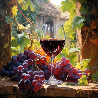 Anuver Red Wine Diamond Art Kits for Adults, Grape Full Drill Diamond Painting for Beginners, 5D Gem Art for Home Wall Decor, 12x12 Inch