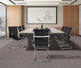 Yaheetech Faux Leather Office Reception Chair Without Wheels Mid Back Ergonomic Guest Chairs for Conference Reception Room Waiting Room, Set of 2 Black