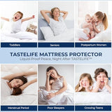 TASTELIFE Queen Size Bed Mattress Protector, Waterproof & Breathable Cooling Mattress Cover & Pad, Deep Pocket Fits 8-21”, Ultra-Soft Washable Sheet Protection TASTELIFE