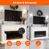 Weyderk 69" Electric Fireplace with Mantel, Fireplace TV Stand with 42" Fireplace Insert for Livingroom/Bedroom, Realistic 3D Flame & 15 LED Colors, Remote Control, 750/1500W Heats, Faux Stone Finish Weyderk