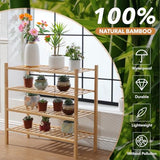 4 Tier Bamboo Shoe Rack Storage Organizer for Closet, Multifunctional Stackable Free Standing Shoe Shelf Organizer for Small Space,Entryway,Hallway,Bathroom 27"x11"x26"(Natural, 4 Tier) Buymoth