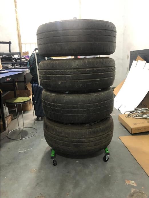 Uyapsen Green Heavy Duty Tire Storage Stand with Wheels - 275lbs Garage Organizer, Spare Tire Mount Rack for Truck & SUV w/6 Swivel Casters, Space-Saving Garage Storage System Uyapsen