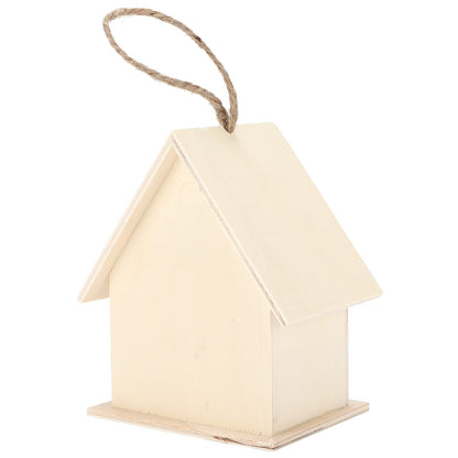 Mini Wooden Bird House, Hanging Birdhouse Nesting Box Natural Unfinished Wood Bird Nests DIY Ornament Crafts for Outdoor Garden Courtyard Decoration