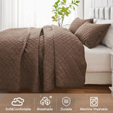 U-NICE HOME 3-Piece Quilt Set Full/Queen Size for All Season with Pillow Shams, Reversible Bedspread/Coverlet/Bedding Decor-Soft, Lightweight, Chocolate U-NICE HOME