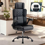 Office Chair with Adjustable Headrest, Faux Leather Executive Home Office Desk Chairs with Ergonomic Back Support, Padded Flip-Up Armrests, Swivel Rolling Computer Chair for Work, Study, Black ACFOUL