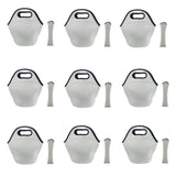 6pcs Sublimation Blank Lunch Bag Set 11.8x11.8in Tote Bag +Flatware Bag Reusable Insulated Thermal Food Case with Zipper for Heat Press Transfer Printing (white front + white back + black bottom) QOMOLANGMA