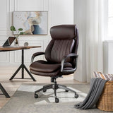 La-Z-Boy Nova Executive Office Chair, Patented AIR Ergonomic Support Technology, High-Back Premium Comfort & Support, Dark Brown Vegan PU Leather La-Z-Boy