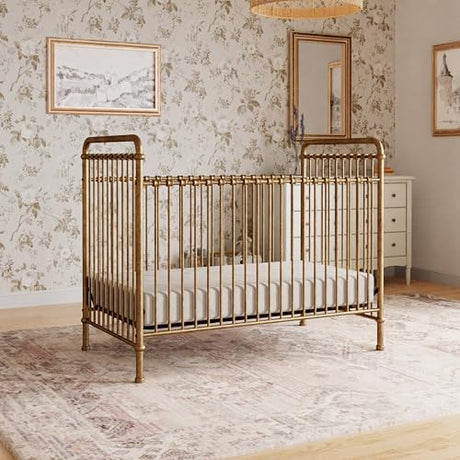 Namesake Abigail 3-in-1 Convertible Baby Crib (Gold) - GREENGUARD Gold Certified - Convertible Crib to Toddler Bed and Daybed - Baby Bed w/ 4 Adjustable Heights - Vintage Baby Crib Convertible NAMESAKE