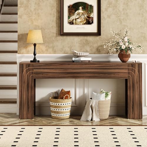 knoworld 70.9-Inch Long Entryway Console Table, Farmhouse Sofa Table for Entrance and Hallway, Wood Narrow Table with Handcrafted Line Detailing for Living Room and Behind Couch knoworld