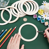 NBEADS 30 Pcs 125mm(4.9") Unfinished Wood Pieces Rings Shape, 100mm Inner Diameter Antique White Circle Ornaments Blank Handmade Round Wooden Slices for Painting Pyrography Christmas Tree Home Decor NBEADS