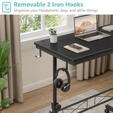 WINAZ Small Portable Rolling Standing Desk - 32 Inch Adjustable Height Mobile Teacher Podium on Wheels for Classroom, Stand Up Desks for Treadmill Walking Pad, Couch Sofa Side Laptop Table, Black WINAZ