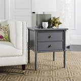 SAFAVIEH Home Mina Modern Coastal 2-Drawer Bamboo Nightstand, 1' x 1', Grey/Gold Safavieh