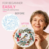 Huacan Embroidery Kit for Beginners Easy Needlepoint Kits for Adults with Stamped Embroidery Patterns. (Bird)