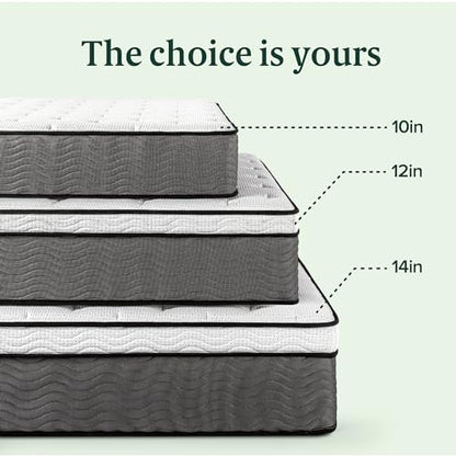 ZINUS 10 Inch True Support Hybrid Mattress [New Version], Full, Fiberglass free, Medium Feel, Motion Isolation, Certified Safe Foams & Fabric, Mattress in A Box