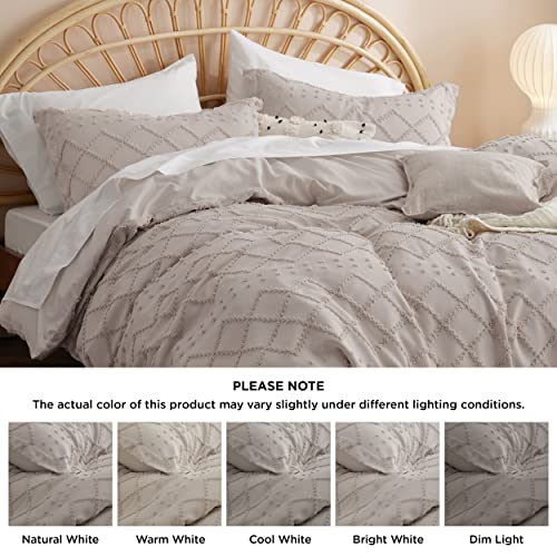 Bedsure Boho Duvet Cover King Size - Linen Breathable & Soft Boho Bedding, Machine Washable Comforter Cover for All Seasons, Includes 1 Duvet Cover 104"x90" with 2 Pillow Shams & Zipper Closure Bedsure