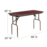 Flash Furniture Frankie 4-Foot Mahogany Melamine Laminate Folding Banquet Table Flash Furniture