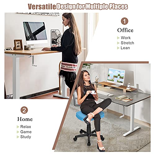 Sit to Stand Workstation Frame, Manual Height Adjustable Standing Desk Frame w/ Foldable Hand Crank, Cable Tray & Hanging Hook, Adjustable Footpads, Ergonomic Desk Frame for Home Office, Black (WHITE) MEDIMALL