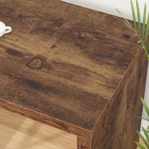 HSH L Shape Home Office Desk with Drawers, L-Shaped Computer Desk with Storage Cabinet Shelves, Wood Executive Desk for Writing Work, Reversible Study Table in Bedroom Living Room, Rustic Brown, 55 In HSH