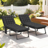 Outsunny Chaise Lounge Chair Outdoor Set of 2, 5-Position Reclining Pool Lounge Chairs with Cushions, Side Pocket, Headrest, Folding Lounger Tanning Chair Camping Cot for Patio, Beach, Black