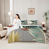Erosebridal 7 Piece Boho Mid Century Bedding Sets Full Modern Abstract Geometric Comforter Set for Women Men,Retro Minimalist Aesthetic Bed in a Bag Line Art Sheet Set with Comforter,Green Erosebridal