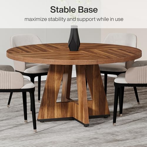 Tribesigns 47-Inch Round Conference Table for 4-6 People, Wooden Meeting Room Table with Thicken Tabletop and Wood Base, Modern Meeting Training Desk for Conference Room Seminar Room (Walnut) Tribesigns