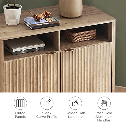 mopio Brooklyn Corner Storage Cabinet, Mid Century Modern Buffet, Entertainment Center, Storage Cabinet with Doors and Shelves, Media Cabinet for 55 - WoodArtSupply