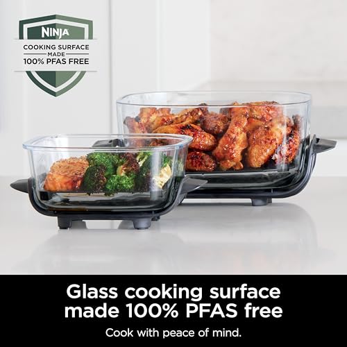 Ninja Crispi Air Fryer, Microwave, Freezer & Dishwasher Safe, Non Toxic Glass Portable Cooking System, 4 QT & 6 Cup Glass Containers with Storage Lids, Easy Meals, Air Fry, Bake, Green, FN101SG Ninja