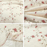vctops 3-Piece Floral Embroidered Bedspread Coverlet Set 100% Cotton Reversible Patchwork 1 Quilt and 2 Pillow Shams Full/Queen, Flower vctops