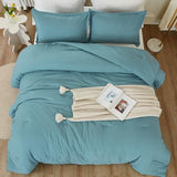 Litanika Grayish Teal Comforter Set Twin/Twin XL Size, 2 Pieces Lightweight Solid Bedding Comforter Set, All Season Fluffy Bed Set (66x90In Comforter & 1 Pillowcase) Litanika