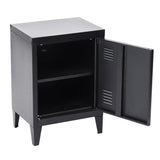 FurnitureR Industrial Metal Storage Cabinet Nightstand End Table Bedside Coffee Table,1 Door with Removable Shelf,Size:15.9'' x 12'' x 22.6'' (Black) FurnitureR