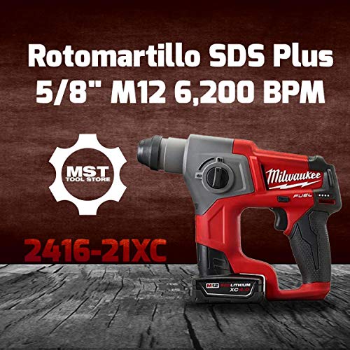 MILWAUKEE M12 FUEL 2416-21XC 12-Volt Cordless Lithium-Ion 4.0Ah 5/8 in. Brushless SDS-Plus Rotary Hammer Kit - WoodArtSupply