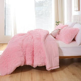 Smoofy Fluffy Full Size Comforter Set, Faux Fur Pink Comforter Set, Luxury Fuzzy Bedding Set, Soft Shaggy Full Bed Set for All Season, 3 Pieces - 1 Comforter & 2 Pillowcases Smoofy