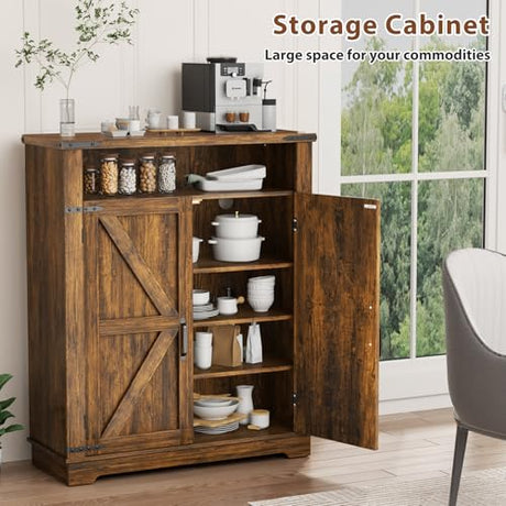 ALLSTAND 6-Tier Shoe Cabinet with Doors, Entryway Shoe Rack Wooden Shoe Storage Cabinet with Adjustable Shelves & Anti-tip Fitting, Farmhouse Shoe Cabinet Storage for Entryway, Living Room, Closet ALLSTAND