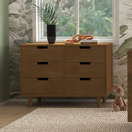 DaVinci Marley 6-Drawer Dresser - Baby Dresser for Nursery - Kids Bedroom Furniture - Double Chest of Drawers for Toddler Boys and Girls - Versatile Wood Dresser for Living Room, Hallway - Walnut DaVinci