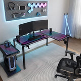 EUREKA ERGONOMIC RGB LED Lights 60 Inch L Shaped Reversible Black Glass Gaming Desk Home Office Computer Table GTG L60 EUREKA ERGONOMIC