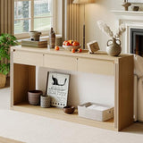 Treocho 63.9" Long Console Tables for Entryway, Farmhouse Entryway Table with Drawers, Narrow Sofa Table Behind Couch Table for Living Room, Entrance, Hallway, Natural Treocho