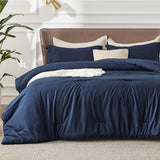 Bedsure Twin/Twin XL Comforter Set - Navy Soft Bedding for All Seasons, Cationic Dyed Bed Set, 2 Pieces, 1 Twin Size Comforter (68"x88") and 1 Pillow Sham (20"x26"+2") Bedsure