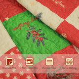 ROMROL Christmas Quilt Set King Size, Red Plaid Christmas Bedding Comforter Set Lightweight Patchwork Elks Quilted Coverlet Bedspread with 2 Pillow Shams（96 * 90”） ROMROL