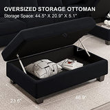 Belffin Velvet Convertible 4-Seat Sectional Sofa with Reversible Chaise L Shaped Sofa Couch Furniture Sets Sectional Couch with Storage Ottoman Black Belffin