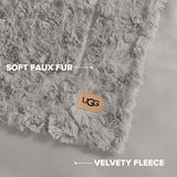 UGG Adalee Faux Fur Twin Blanket, Fluffy Blanket for Bed, Cozy Oversized Throw for Couch, Washable Twin XL Bedding, Luxury Home Decor, 66" x 90", Seal Grey UGG