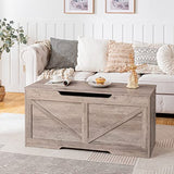 HOOBRO Storage Bench, 43.3” Retro Wooden Storage Chest with U-Shaped Cut-Out Pull, Safety Hinge, Supports 220 lb and Easy Assembly for Toy Box Organizer (Greige) BG772CW01 HOOBRO