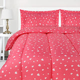 Utopia Bedding Heart Pink Kids Comforter Set with 2 Pillow Shams, 3 Piece Soft Microfiber Twin Bed Comforter with Pillow Shams, Printed Kids Bedding for Boys and Girls, Breathable,Easy Care Utopia Bedding