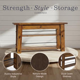 Durango 54-Inch Farmhouse-Industrial Style Wood Console Table with Two Open Shelves, Solid Wood Top, and Natural Grain and Knots – Fits TVs up to 60 Inches in Living Rooms by Alaterre Furniture Alaterre Furniture