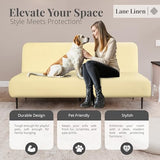 LANE LINEN Armless Futon Cover - Easy to Install Stretch Sofa Bed Slipcover, Soft Elastic Textured Full Size Cover, RV Couch Protector, Machine Washable - Pearl Ivory LANE LINEN