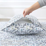 Mooreeke Cozy Vintage Microfiber Printed Twin Sheet Set - Soft Breathable Floral Bed Sheets with Deep Pocket - Non-Slip Fitted Design - Yellow Blue Gray Gradient Flowers Pattern Mooreeke