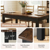 Tribesigns 55-Inch Kitchen Table Set for 4-6 People, Farmhouse Space Saving Dining Table with 2 Benches, 3 Pieces Wooden Dinette Set for Small Space, Breakfast Nook, Restaurant (Black and Brown) Tribesigns