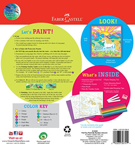 Faber-Castell Paint by Number Foil Fun - Unicorns - Color and Display 1 Unicorn Paint by Number Board Faber-Castell