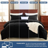CozyLux Queen Comforter Set Black - 3 Pieces Box Stitched Comforters Queen Size, Soft Bed Set for All Seasons, Lightweight Bedding Sets with 1 Down Alternative Comforter and 2 Pillow Shams CozyLux