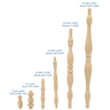 Wooden Baluster Spindles 9", Pack of 12 Spindles for Crafts, Woodworking, and Furniture, by Woodpeckers Woodpeckers